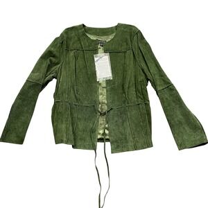 Pamela Dennis XL Green NEW w/ tags‎ Sueded Leather Coat Lined Polyester